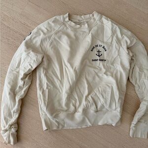 Brandy Melville Cream Crewneck with Navy Anchor Logo